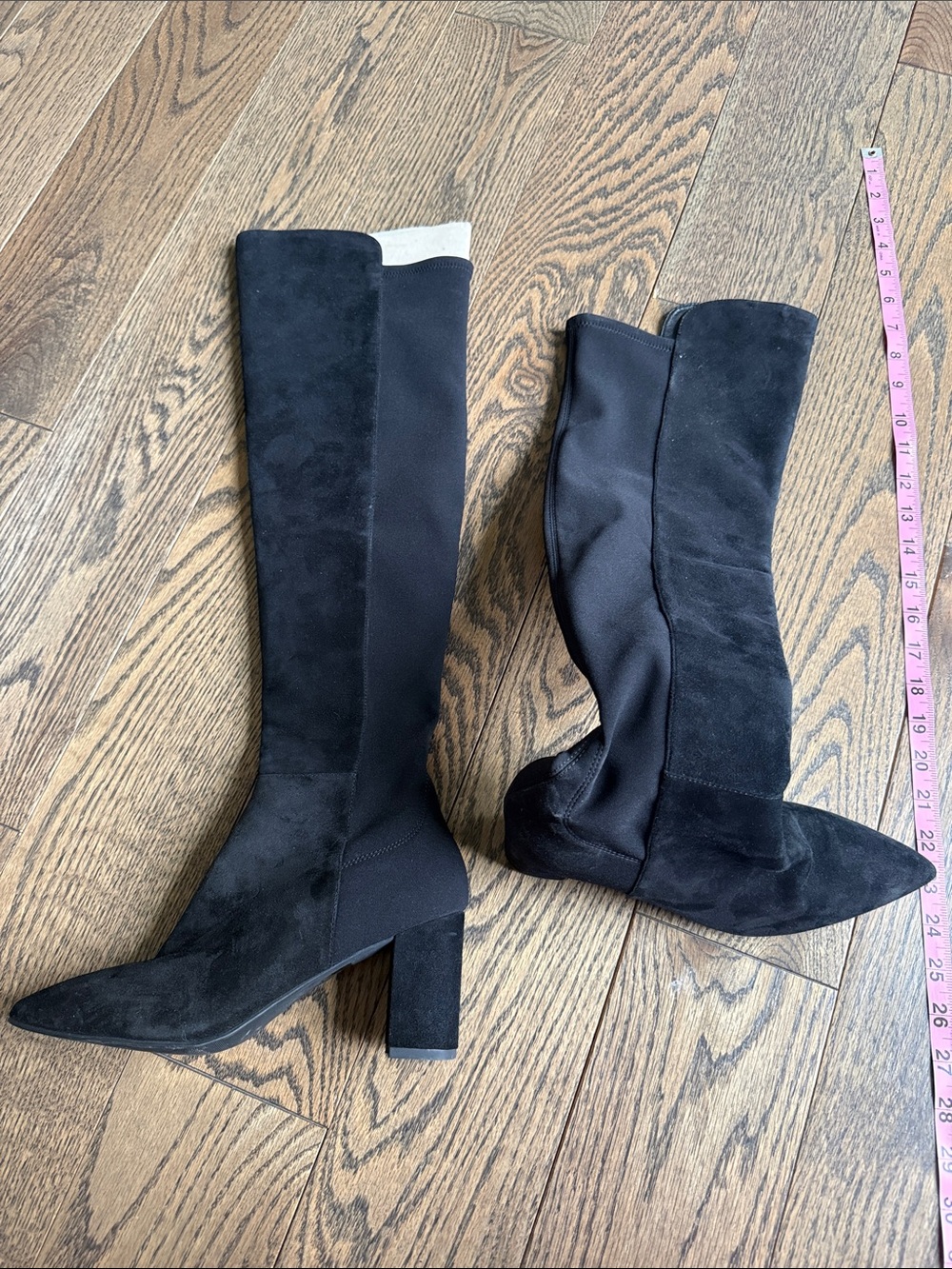 Stuart Weitzman Black Suede Over-the-Knee Block Heel Boots - Picture 2 of 10